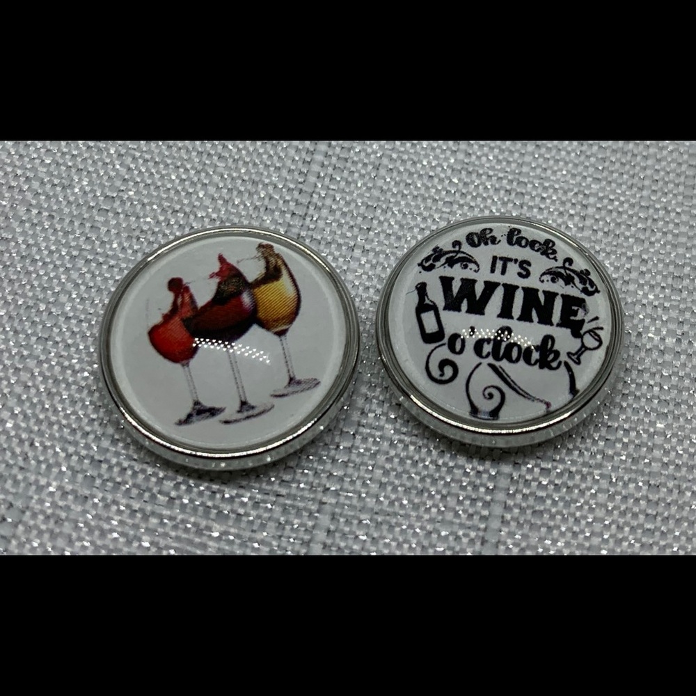 Wine Snap Button Charm Set of 2 - 18mm/20mm